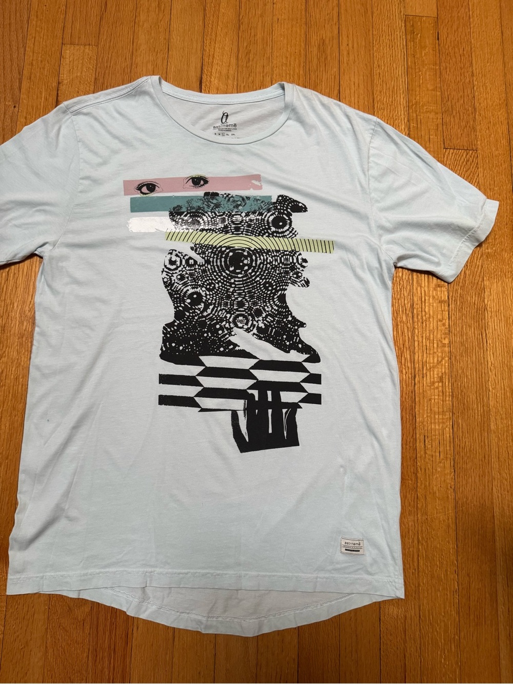 Astrnme Abstract Graphic Tee - Light Green Streetwear T-Shirt Size L